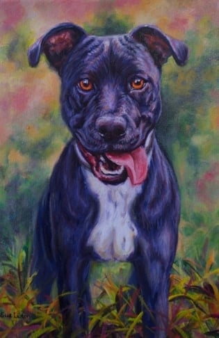 A colourful Oil portrait of a dog from a photo