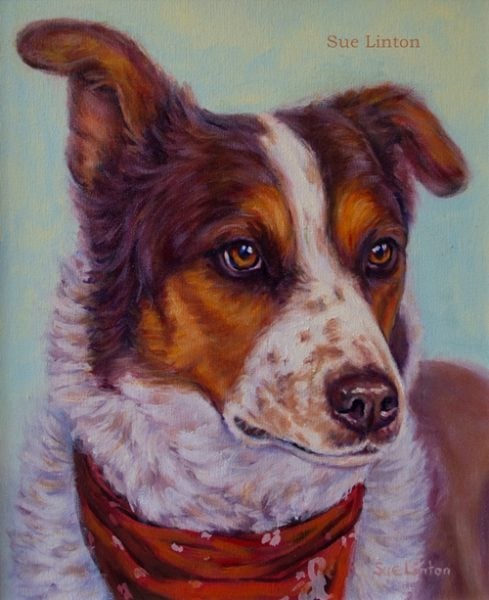 An Oil portrait of a dog created from a photo