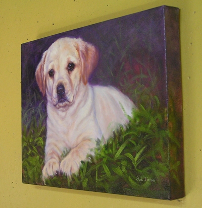 An Oil pet portrait of a cute puppy